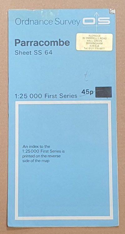 Parracombe Sheet SS 64 1:25000 First Series Map