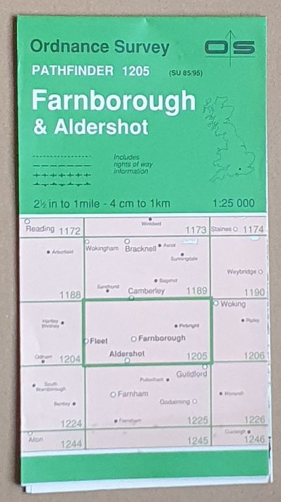 Farnborough and Aldershot. 1:25000 Pathfinder Map 1205 (SU 85/95)