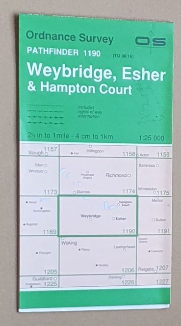Weybridge, Esher & Hampton Court. Pathfinder Map 1190 (Sheet TQ 06/16)