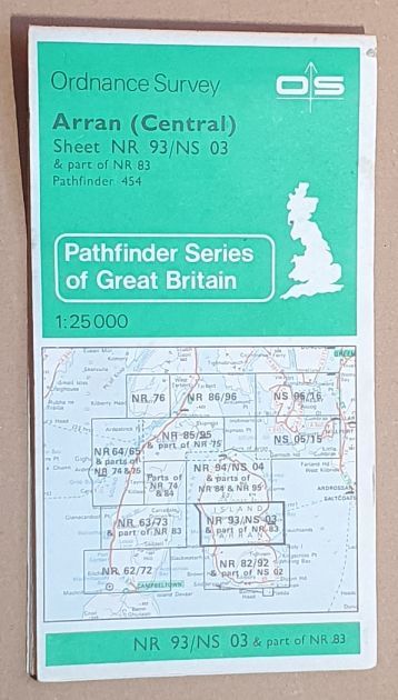 Arran (Central) 1:25000 Map Sheet NR 93/NS 03 & part of NR 83 (Pathfinder 454)