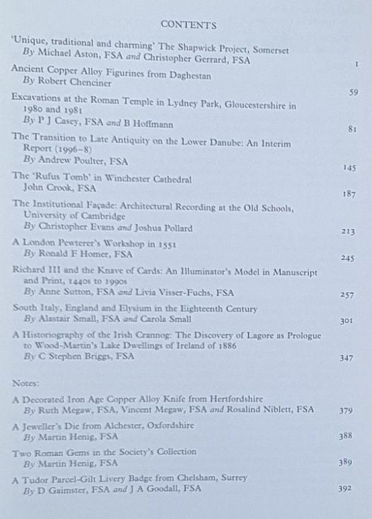 The Antiquaries Journal 1999, Volume 79