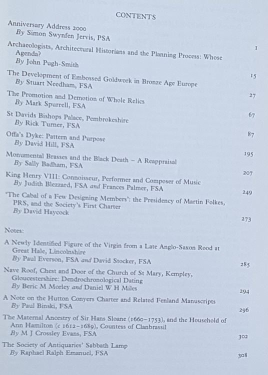 The Antiquaries Journal 2000, Volume 80