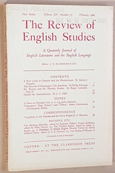 The Review of English Studies: New Series Vol.XV, No.57, February 1964: a Quarterly Journal of English Literature & the English Language