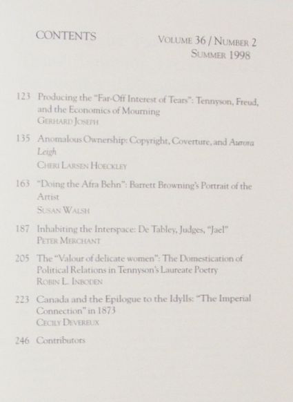 Victorian Poetry Vol.36 No.2 Summer 1998