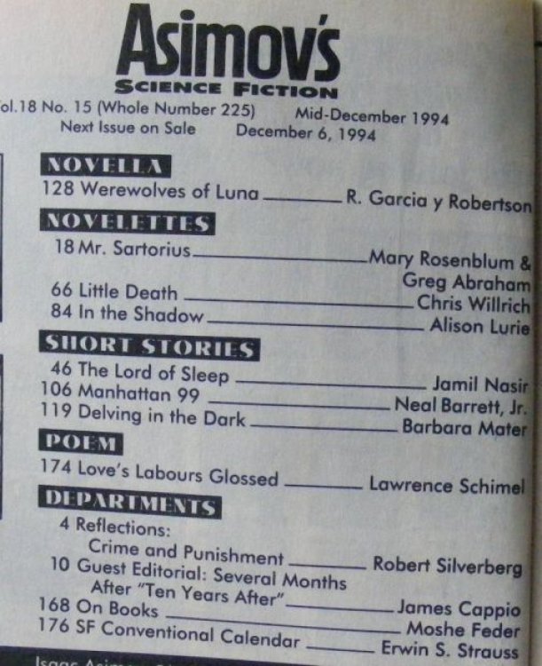 Asimov's Science Fiction Magazine Vol.18 No.15, mid-December 1994