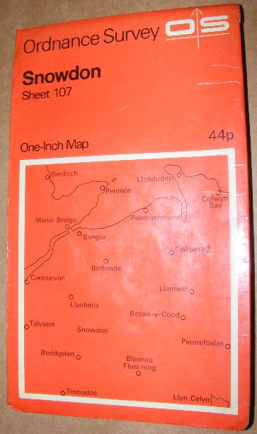Snowdon. One-inch Map of Great Britain Sheet 107. 1:63360 Seventh Series