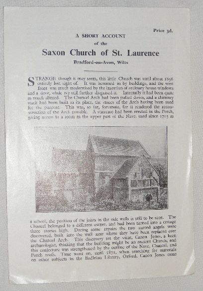 A Short Account of the Saxon Church of St Laurence, Bradford-on-Avon, Wilts