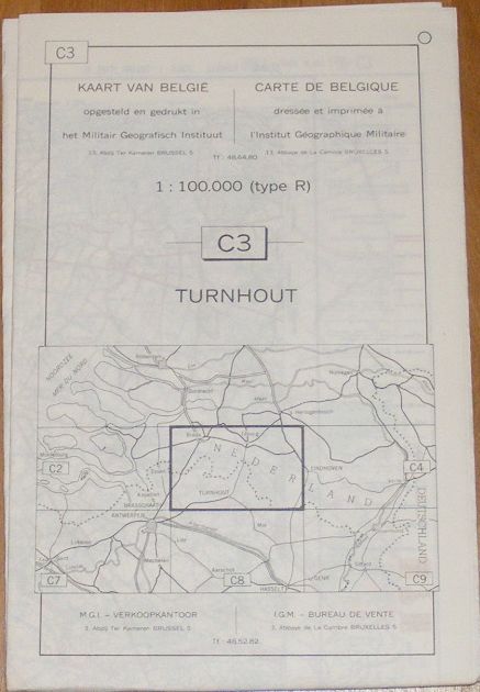 Turnhout. C3 1:100000 Map. Kaart Van Belgie/Carte De Belgique