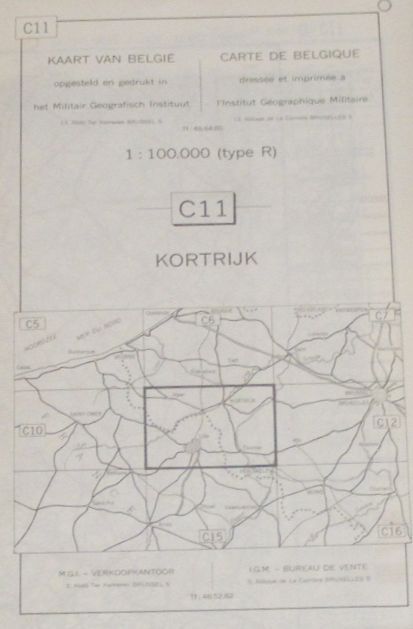 Kortrijk. C11 1:100000 Map. Kaart Van Belgie/Carte De Belgique
