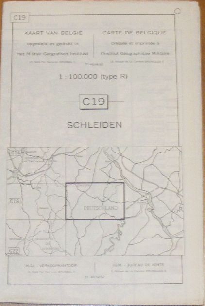 Schleiden. C19 1:100000 Map. Kaart Van Belgie/Carte De Belgique