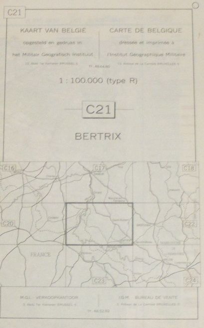 Bertrix. C21 1:100000 Map. Kaart Van Belgie/Carte De Belgique