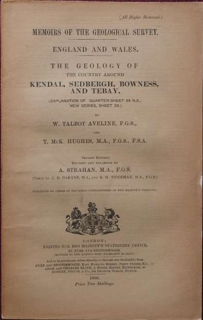 The Geology of the Country Around Kendal, Sedbergh, Bowness and Tebay