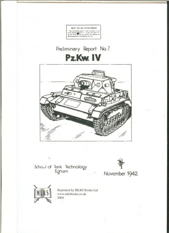 PZKW IV : PRELIMINARY REPORT NO.7