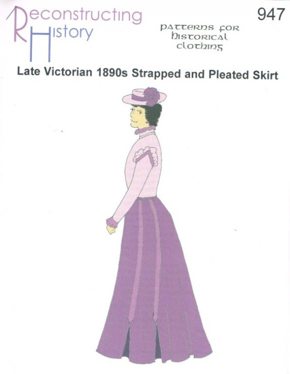 RH947: LATE VICTORIAN 1890S STRAPPED AND PLEATED SKIRT