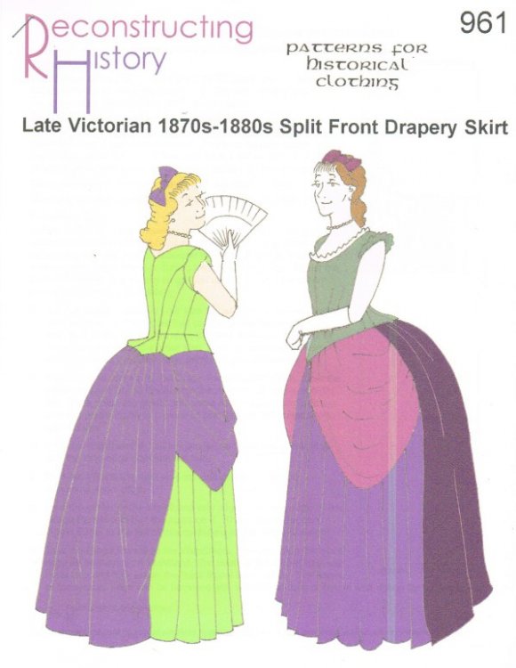 RH961: LATE VICTORIAN 1870S-1880S SPLIT FRONT DRAPERY SKIRT