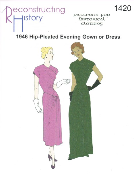 RH1420: LADIES' HIP-PLEATED EVENING GOWN CIRCA 1946