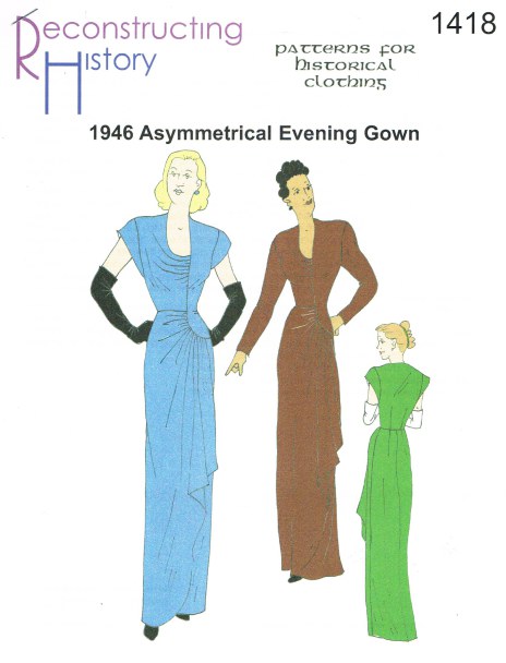 RH1418: LADIES' ASYMMETRICAL EVENING GOWN CIRCA 1946