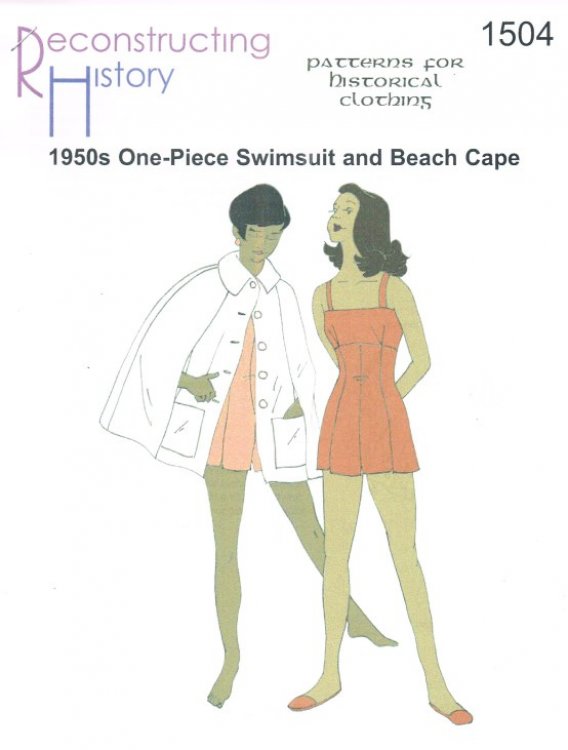 RH1504: LADIES' MID-1950S ONE-PIECE SWIMSUIT AND BEACH CAPE
