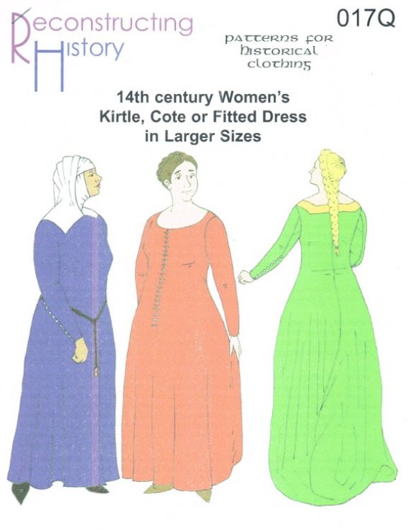 RH017Q: 14TH CENTURY WOMEN'S KIRTLE, COTE OR FITTED DRESS IN LARGER SIZES