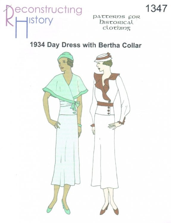 RH1347: 1934 DAY DRESS WITH BERTHA COLLAR