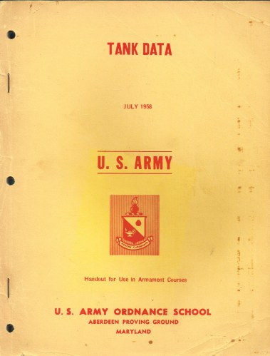 TANK DATA JULY 1958 US ARMY