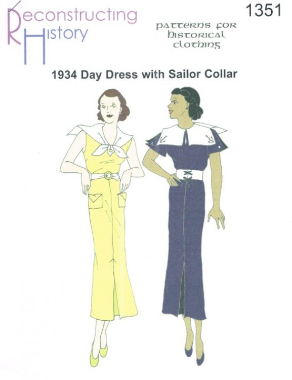 RH1351: 1934 DAY DRESS WITH SAILOR COLLAR