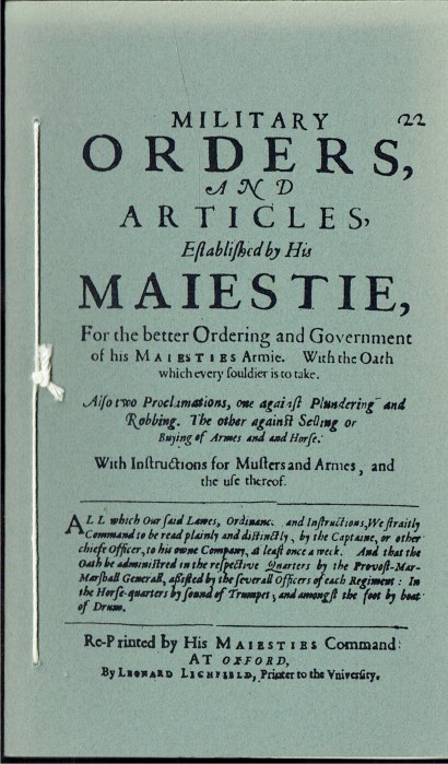 MILITARY ORDERS AND ARTICLES ESTABLISHED BY HIS MAJESTIE (1642)