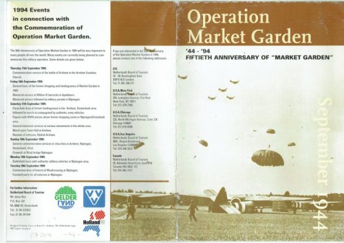 OPERATION MARKET GARDEN: '44-'94 FIFTIETH ANNIVERSARY OF 'MARKET GARDEN' SEPTEMBER 1944