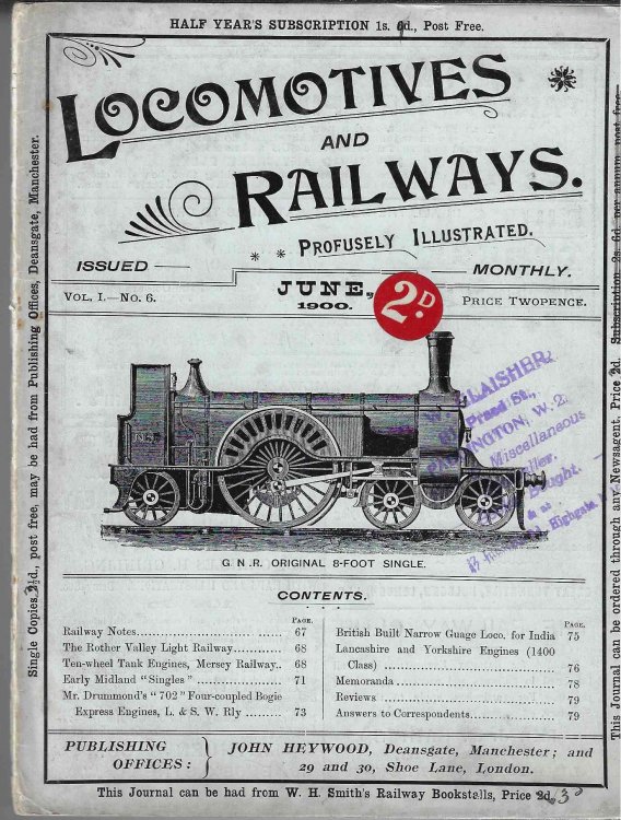 Locomotives and Railways, vol I, no 6 - June 1900