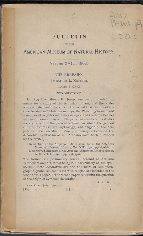 Bulletin of the American Museum of Natural History, Vol. XVIII, 1902 - The Arapaho