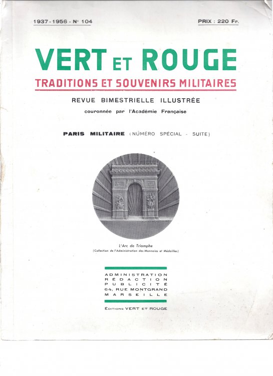 VERT ET ROUGE. TRADITIONS ET SOUVENIRS MILITAIRES 1937-1959 N 104