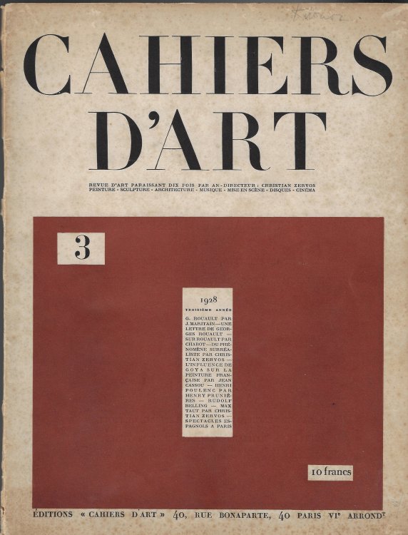 Cahiers d'Art 3, 1928