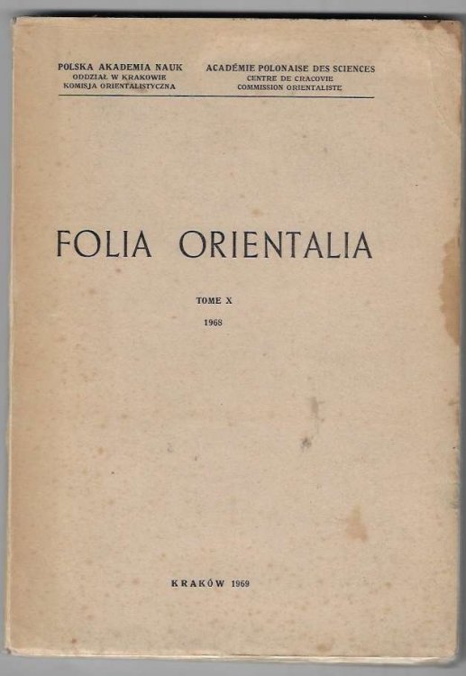 Folia Orientalia Tome X - 1968