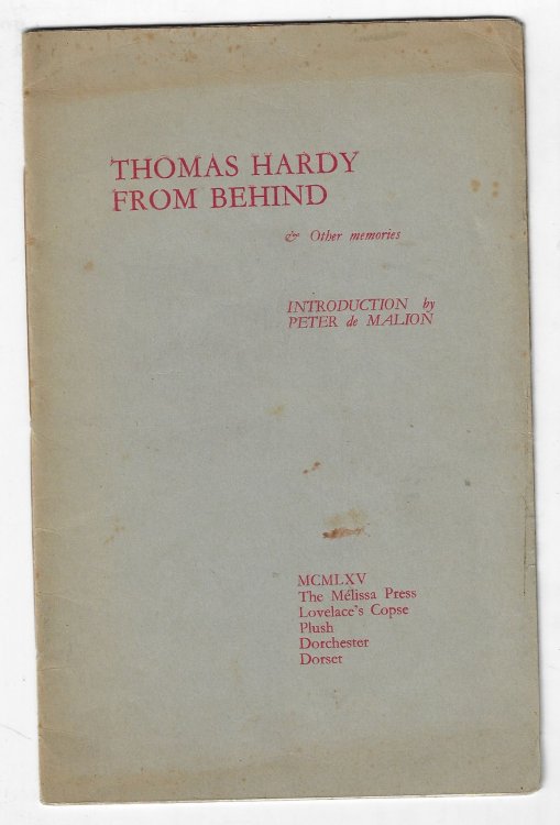 Thomas Hardy from Behind & Other Memories [Signed]