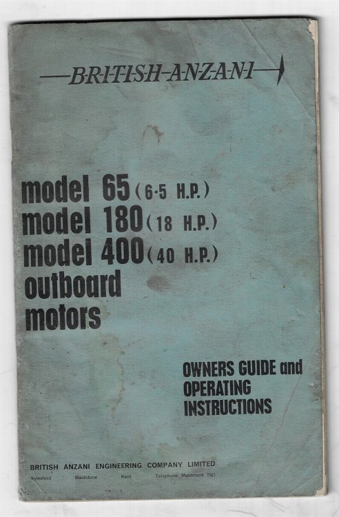 Model 65, Model 180, Model 400 Outboard Motors. Owners Guide and Operating Instructions.