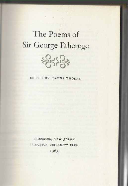 The Poems of Sir George Etherege