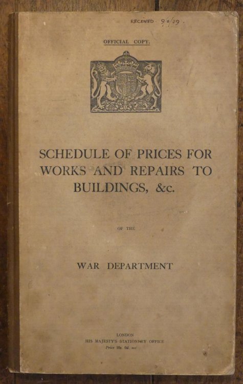 Schedule of Prices for Works and Repairs to Buildings, &c. Of the War Department