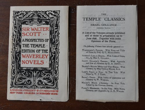 A Prospectus of the Temple Edition of the Waverley Novels Plus Advert for The Temple Classics Dated October 1897