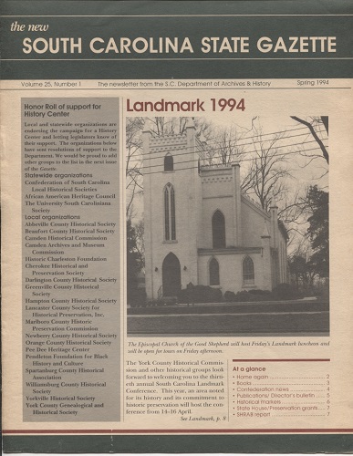 The New South Carolina State Gazette, Spring 1994 Volume 25, Number 1, Landmark 1994