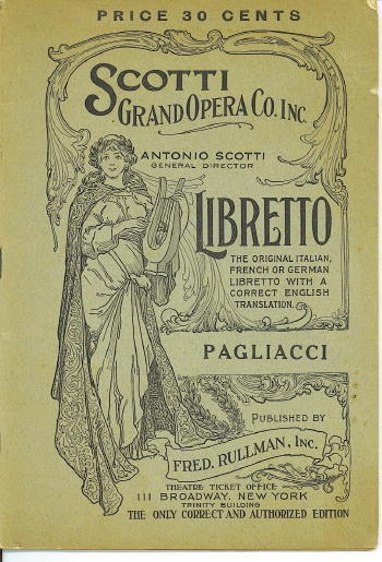Pagliacci (Punchinello) Opera in Two Acts