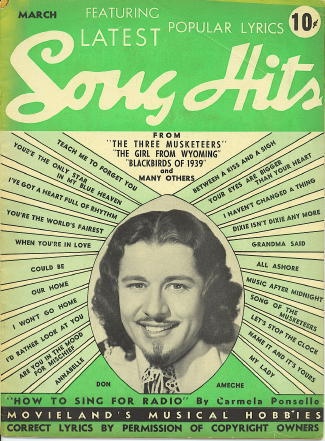 Song Hits: March 1939, Don Ameche, Three Musketeers, Girl From Wyoming, Blackbirds Of 1939
