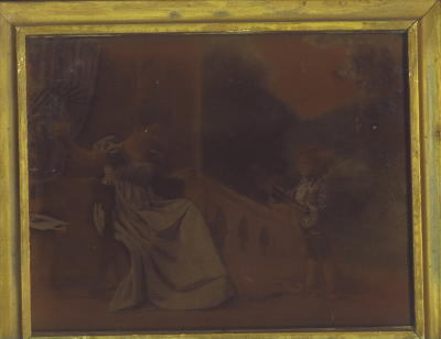 Mother And Boy: (original Artwork Encased In Glass, Old Frame)