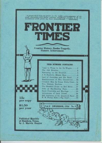 Image for Frontier Times Magazine, December 1924 Frontier Times Magazine, December 1924