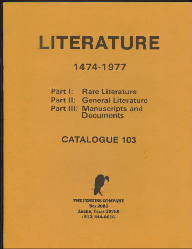 Literature 1474-1977, Catalogue 103