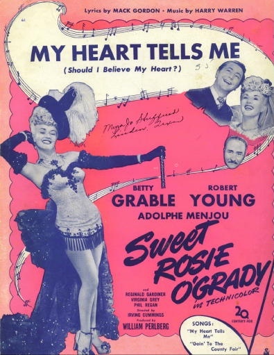 My Heart Tells Me (should I Believe My Heart ) From the Sweet Rosie O'Grady Film Starring Betty Grable