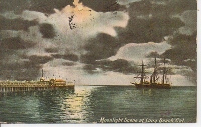 Moonlight Scene At Long Beach, California