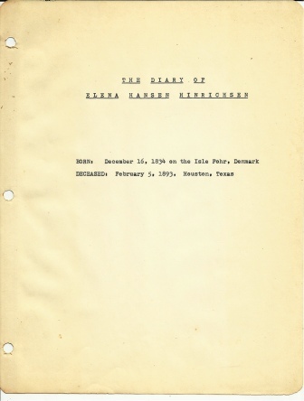 The Diary Of Elena Hansen Hinrichsen
