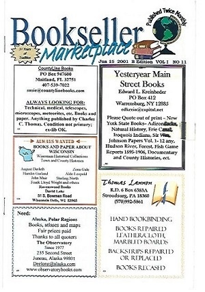 Bookseller Marketplace, Jun 15, 2001 B Edition, Vol 1, No. 11 Published Twice Monthly