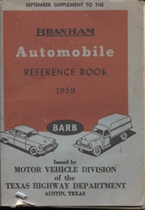 September Supplement To The 1959 Branham Automobile Reference Book