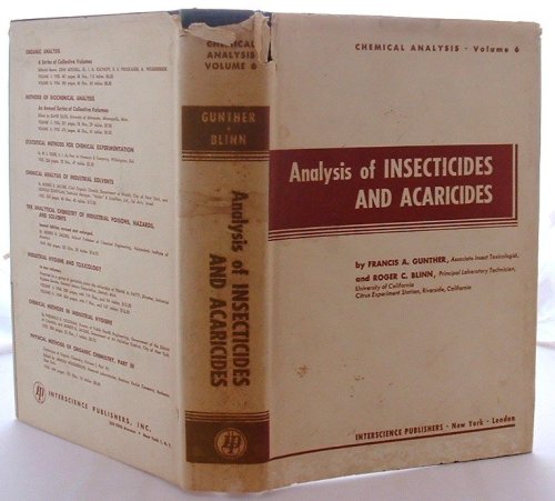 Analysis of Insecticides and Acaricides, a Treatise on Sampling, Isolation, and Determination Including Residue Methods (Chemical Analysis, Volume VI)